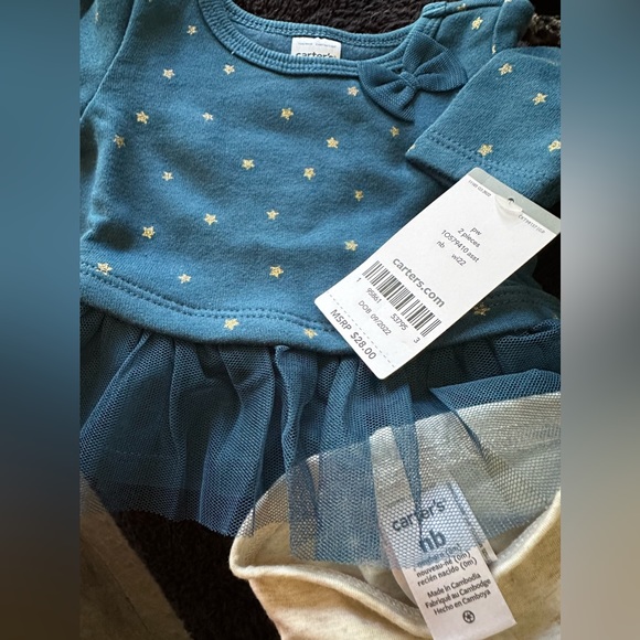Carter's 2-Piece Peplum Stars Top & Legging Set Newborn Baby & Toddler Girl NWT - Picture 4 of 15